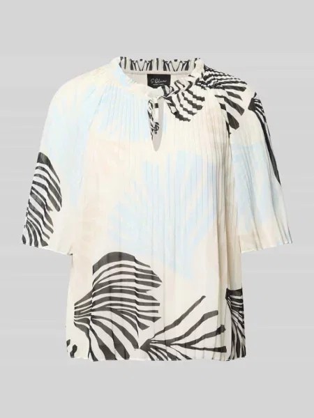 Bluzka w stylu koszuli o kroju regular fit w plisowanym wyglądzie S.oliver Black Label biała