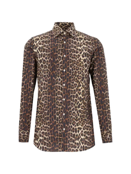 Cămașă Gabriele Pasini cu imagine cu model leopard maro
