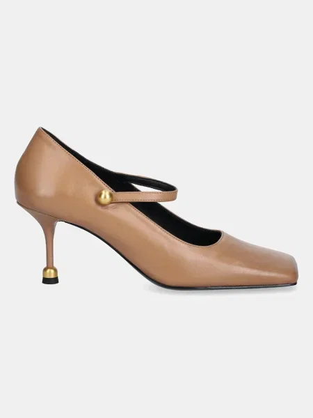 Кожени обувки с тънък Vanda Novak Adela кафяво