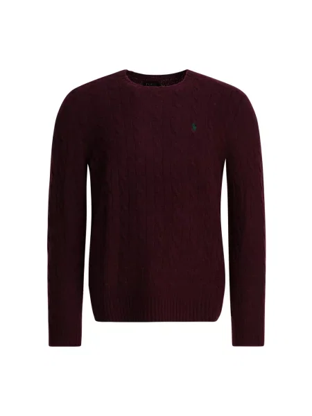 Sweter z dzianiny o kroju regular fit z mieszanki wełny i kaszmiru Ralph Lauren czerwony