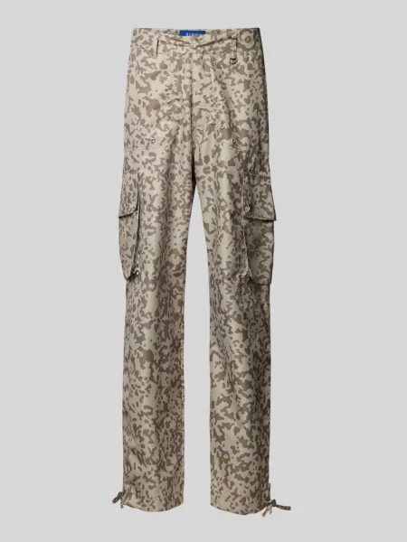 Spodnie cargo o kroju baggy fit z aplikacją Pequs