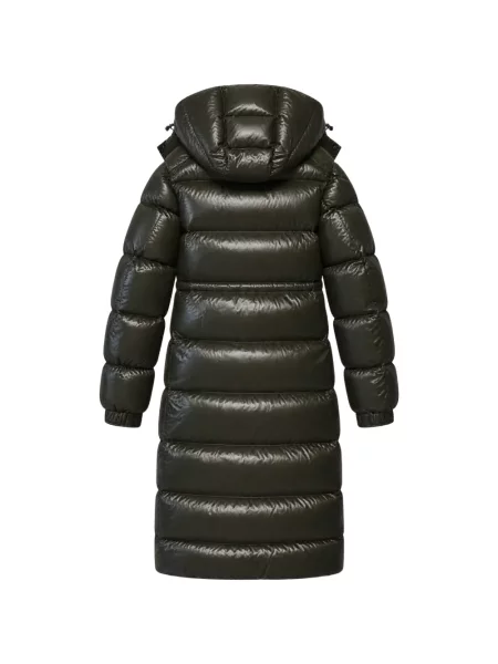 Lung geacă cu puf Moncler cu glugă verde