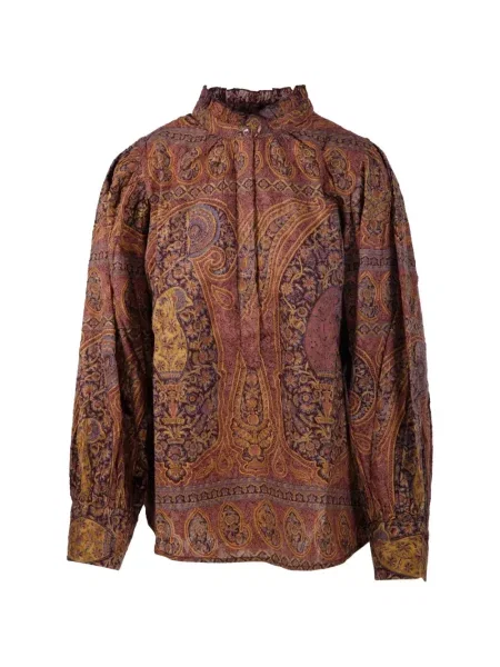 Raštuotas apykaklė palaidinė Antik Batik su paisley raštu ruda