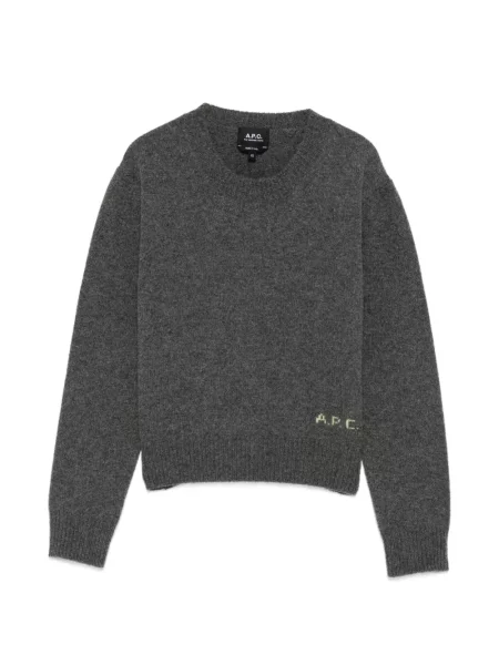 Pulover A.p.c. cu decolteu rotund cu autograf gri