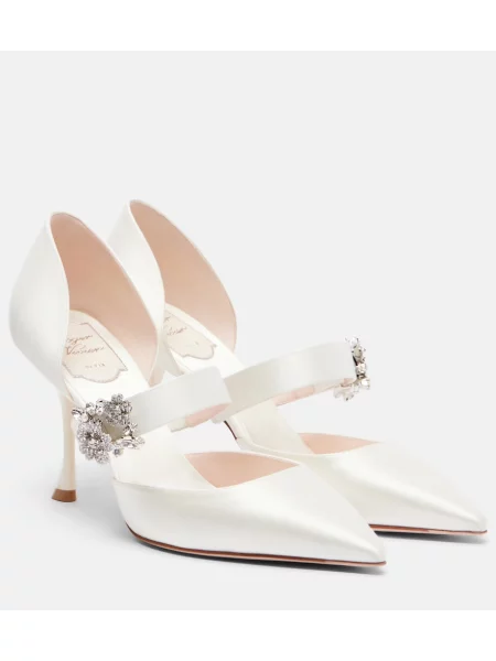 Pantofi cu toc Roger Vivier din satin alb