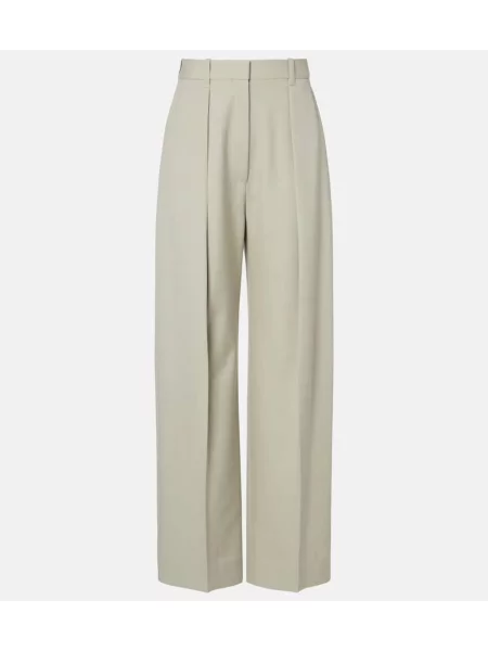 Pantaloni Victoria Beckham cu talie înaltă verde