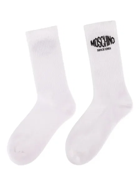 Șosete Moschino cu broderie alb