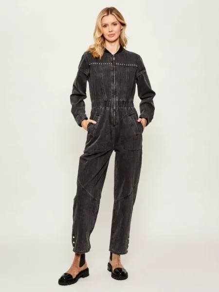 One Teaspoon Denim salopetă CALLIE AVIATOR negru