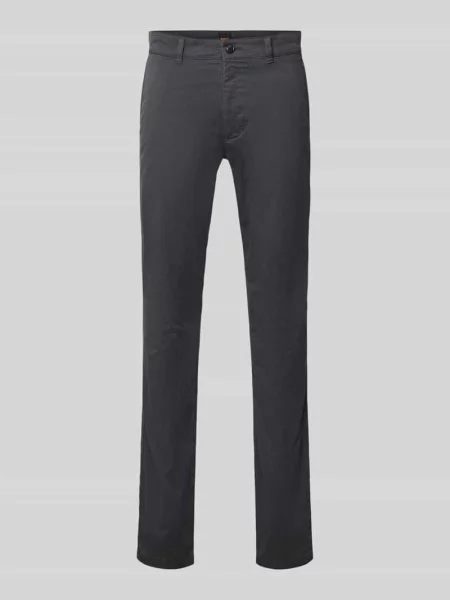 Chinosy o kroju slim fit z mieszanka bawełny model Chino Slim 2' Boss Orange granatowe