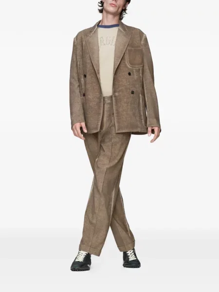 Μάλλινος μπλέιζερ Maison Margiela διπλοστήθος καφέ