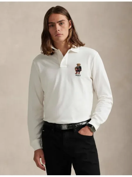 Polo Cu Mânecă Lungă Pentru Bărbați Polo Ralph Lauren alb