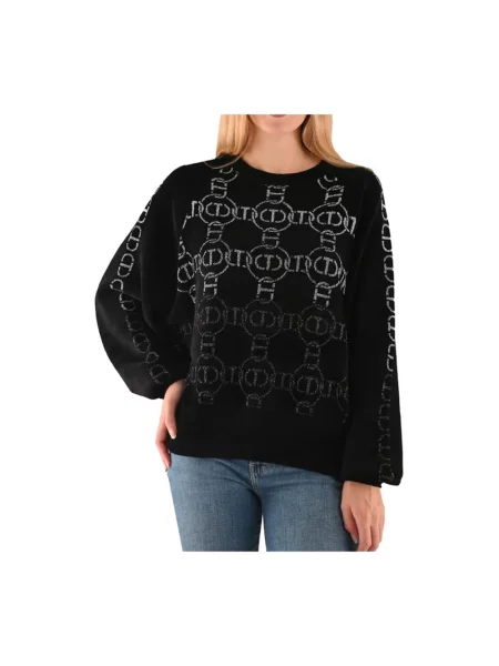 Sweter Twinset z okrągłym dekoltem czarny