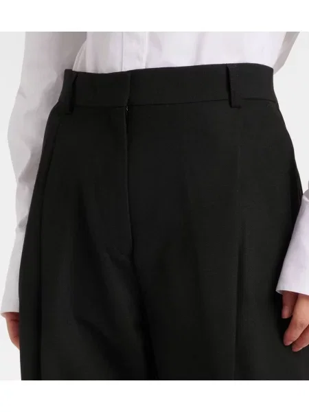 Pantaloni Toteme cu talie înaltă din țesătură twill negru