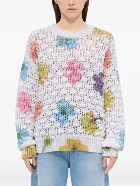 Gėlėtas megztinis Msgm balta
