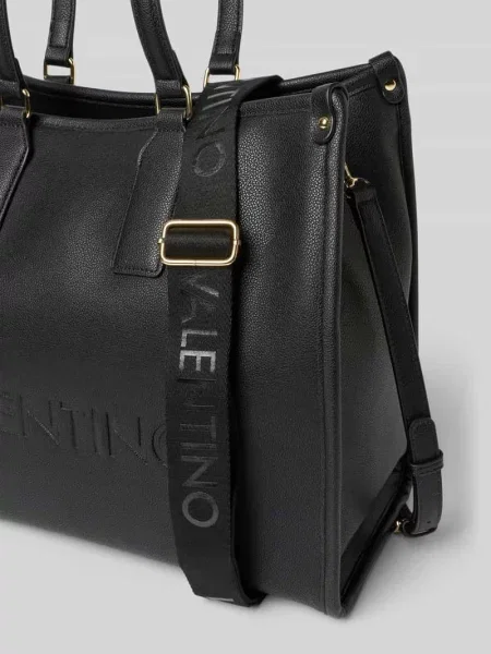 Lniana torebka Valentino Bags czarna