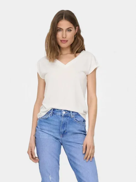 Футболка Only молочний модал/поліестер