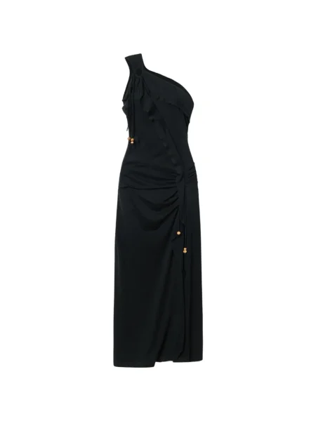 Rochie midi Isabel Marant asimetrică până la genunchi de costum negru