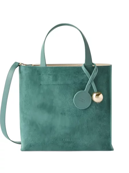 Geantă shopper Furla din piele de căprioară verde