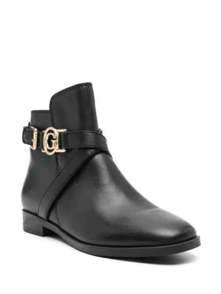 Botine Guess din piele cu autograf negru