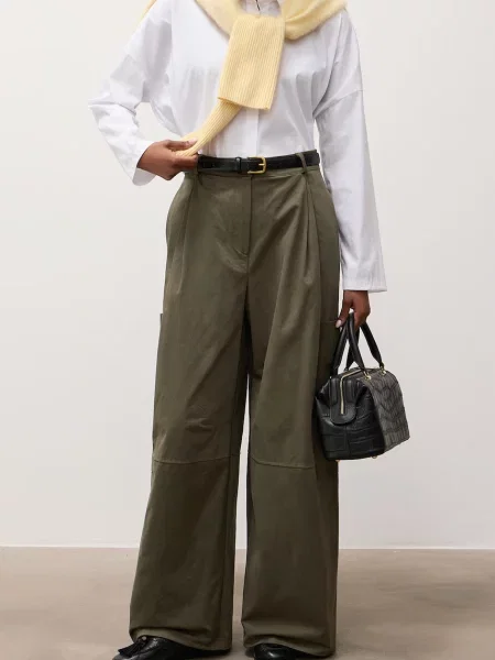 Answear.LAB pantaloni wide leg pentru femei din verde