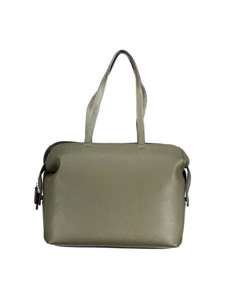 Lniana shopperka Valentino By Mario Valentino zielona