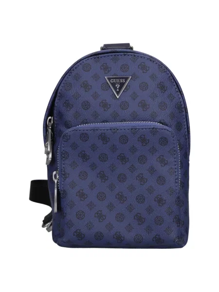 Torba crossbody Guess skórzana niebieska