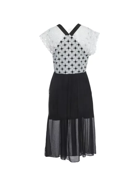Rochie midi Sandro cu decolteu în V din dantelă negru