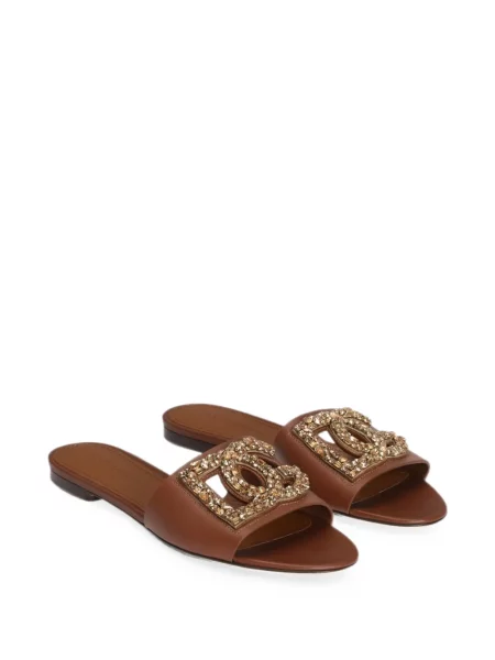 Siuvinėtos šlepetės Dolce & Gabbana be kulniuko ruda