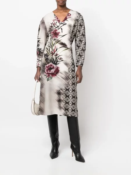 Rochie midi Alberta Ferretti cu model floral cu imagine negru