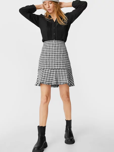 C&A Спідниця міні Білий/чорний біла