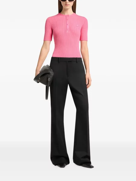 Tricou polo Courreges tricotate roz