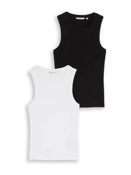 TOM TAILOR DENIM Top negru alb