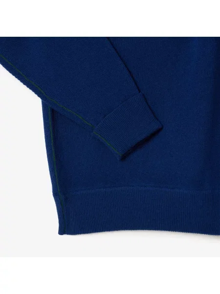 Lacoste Sweter Z Wełny O Luźnym Kroju Z Okrągłym Dekoltem granatowy