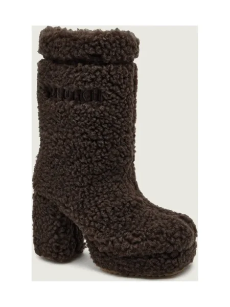 INUIKII De lână cizme cu CURLY HIGH cu adaos de piele | shearling maro