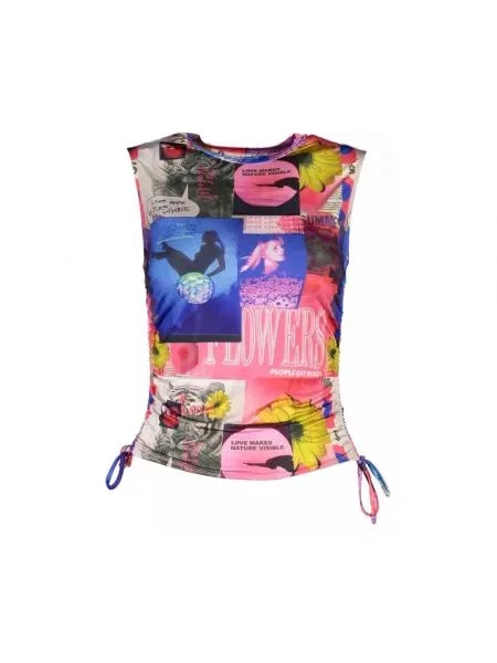 Podkoszulka Desigual z regulowanymi ramiączkami niebieska