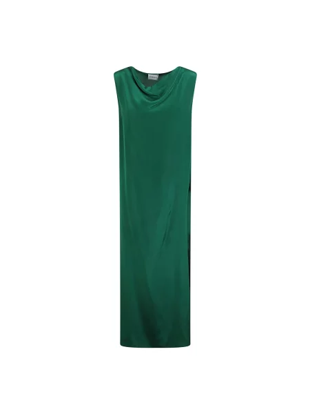 Jedwabna maksi sukienka maxi Parosh z kapturem zielona