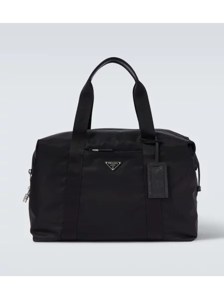 Usnjena torba Prada črna