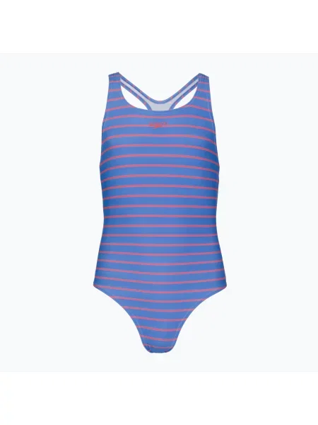 Gyerek egyrészes fürdőruha Speedo Stripe Print Medalist periwinkle blue. Méret: 10 kék