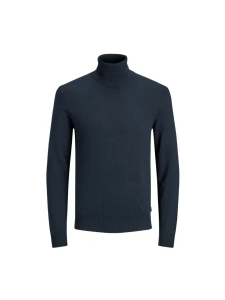 Golf sweter z golfem Jack & Jones z okrągłym dekoltem niebieski