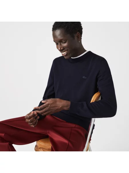 Lacoste светр з круглим вирізом синій