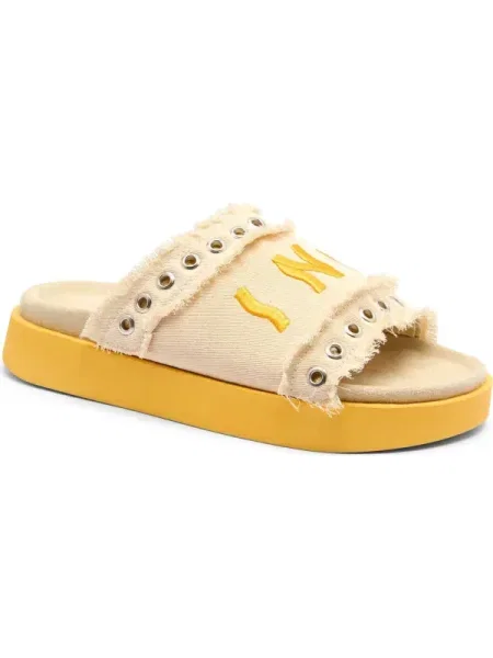 INUIKII Șlapi FRAYED DENIM LOW cu adaos de piele galben