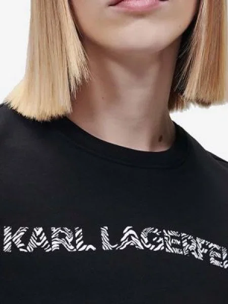 Mikina Karl Lagerfeld Elongated Logo Zebra Sweat černá s potiskem