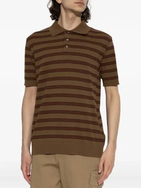 Tricou polo Moncler cu dungi maro