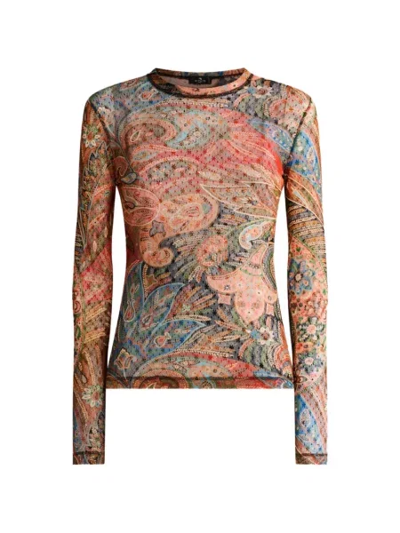 Top Etro tiulowy z wzorem paisley