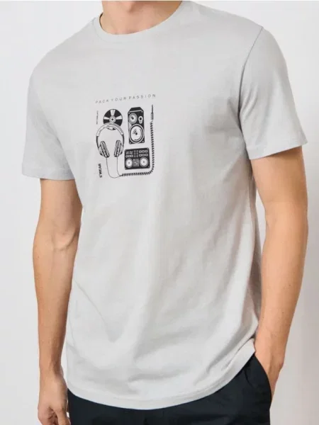 Sinsay Tričko s potiskem šedá