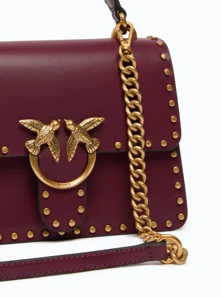 Top Pinko din piele cu tepi roz