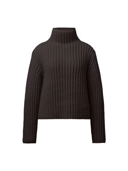 Sweter z golfem Drykorn wełniany do golfa brązowy
