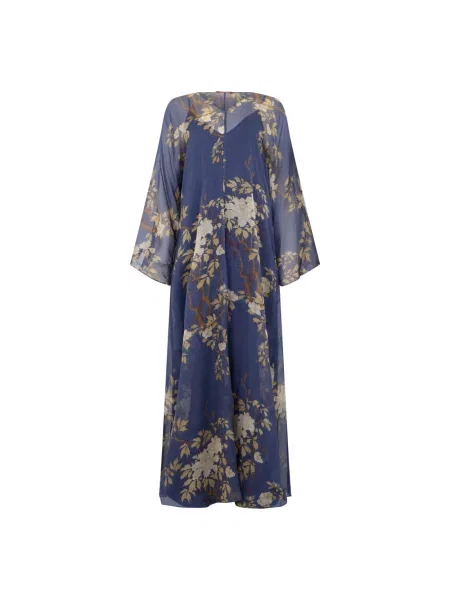 Sukienka maxi Max Mara Studio z dekoltem w serek niebieska