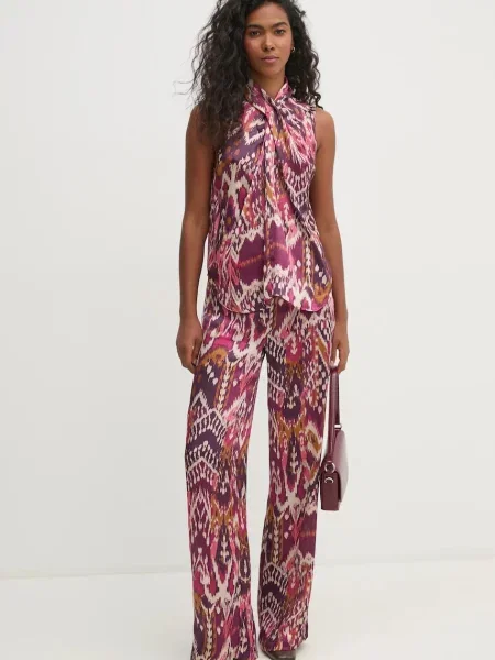 Штани Hoss Intropia широкі висока посадка фіолетовий