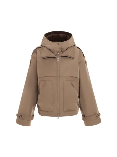 Krótka parka Urbancode z kapturem brązowa
